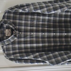 ST. JOHN'S BAY BRAND MEN' BIG & TALL GREEN & BLUE PLAID LONG SLEEVES SHIRT 4XLT